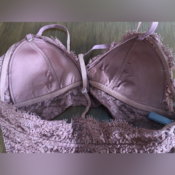 Aerie Eyelash Lace Racerback Bralettes, Slate and Mauve - Picture 5 of 9